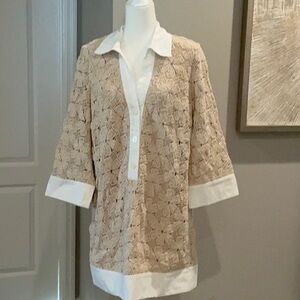 Tan crochet Tuckernuck dress Sz L, NWT
